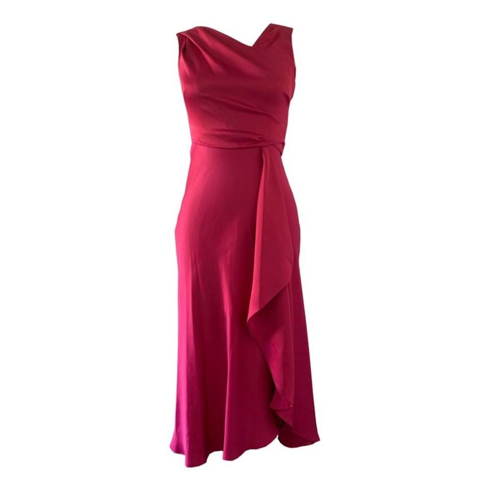 JUST... TAYLOR Womens Burgundy Below The Knee Evening Fit + Flare Dress 2